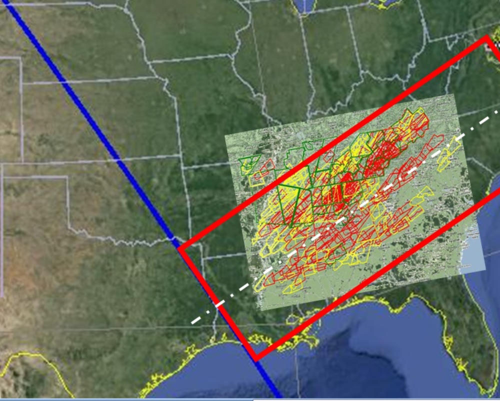 Map of the April 27 2011 largest US tornado outbreak