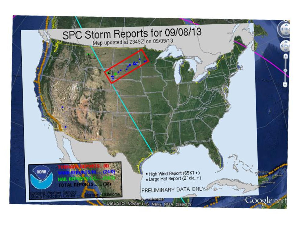 NOAA SPC storm reports map for September 8 2013